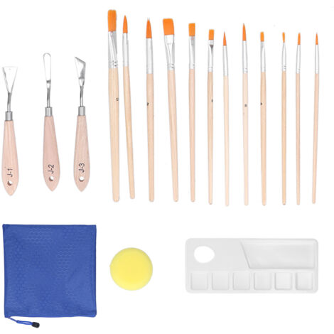 Ensemble de Pinceaux à Peinture à l'Huile avec Palette et Grattoir pour Artistes Débutants et Confirmés