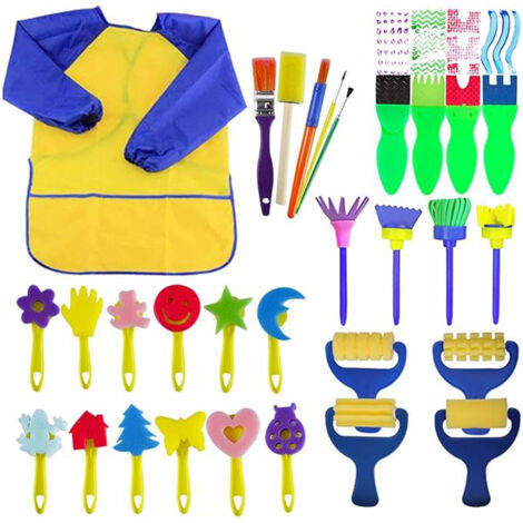 Ensemble de pinceaux et tablier pour enfants - Outils de peinture DIY pour l'éveil artistique