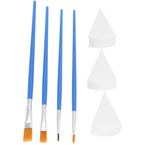 Ensemble de Pinceaux pour Peinture Corporelle avec Manche Lisse et Éponges pour Acrylique, Huile et Aquarelle