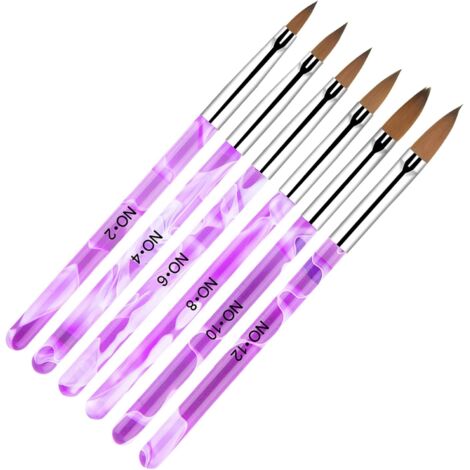 Ensemble de pinceaux violets pour ongles 6PCS,