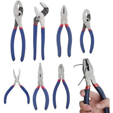 Ensemble de pinces - 7 pièces outils travail voiture Pinces antidérapantes portables pour jardin, atelier, garage, voiture, construction extérieure