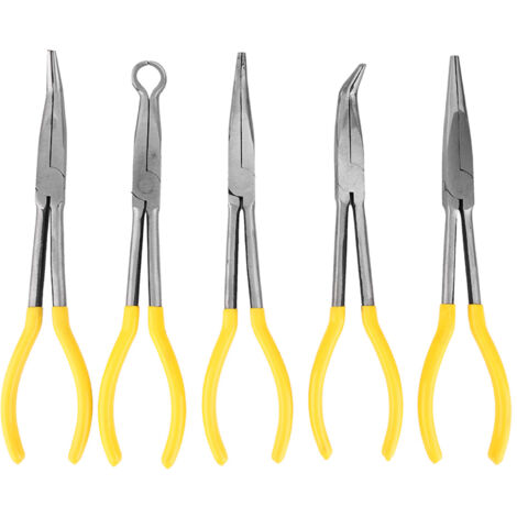 Ensemble de Pinces à Bec effilé, Pinces à Bec effilé Long avec Poignée Antidérapante 5 Pièces Pinces à Bec effilé Longues et Droites Pince en Forme de O Pince à Bec effilé courbé