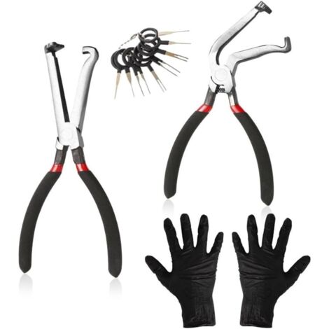 Ensemble de pinces déconnexion électrique 20,3 cm en acier au carbone pour réparation connecteurs automobiles, verrouiller les poussoirs -