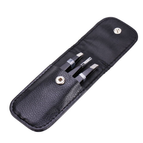 Ensemble de Pinces en Acier Inoxydable Noir - Pointes Plates, Pointues et Inclinées pour Sourcils et Épilation Faciale