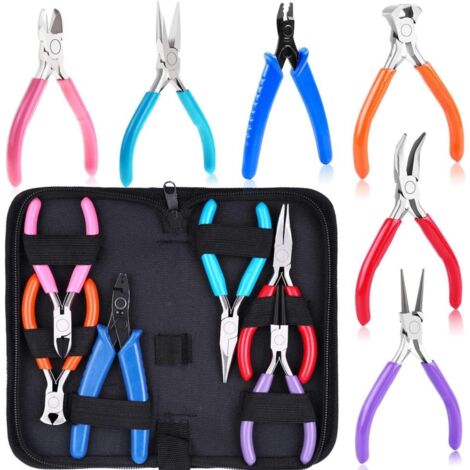 Ensemble de pinces-Ensemble de pinces pour bijoux-Comprend une pince à bec fin,une pince courbe, une pince à bec rond,une petite