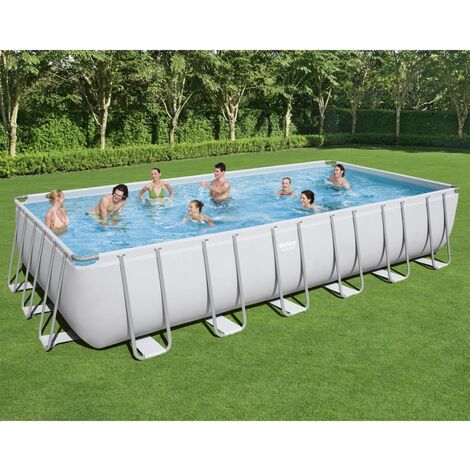 Ensemble de piscine  Piscine tubulaire Power Steel Rectangulaire 732x366x132 cm pour enfants et adultes 13604