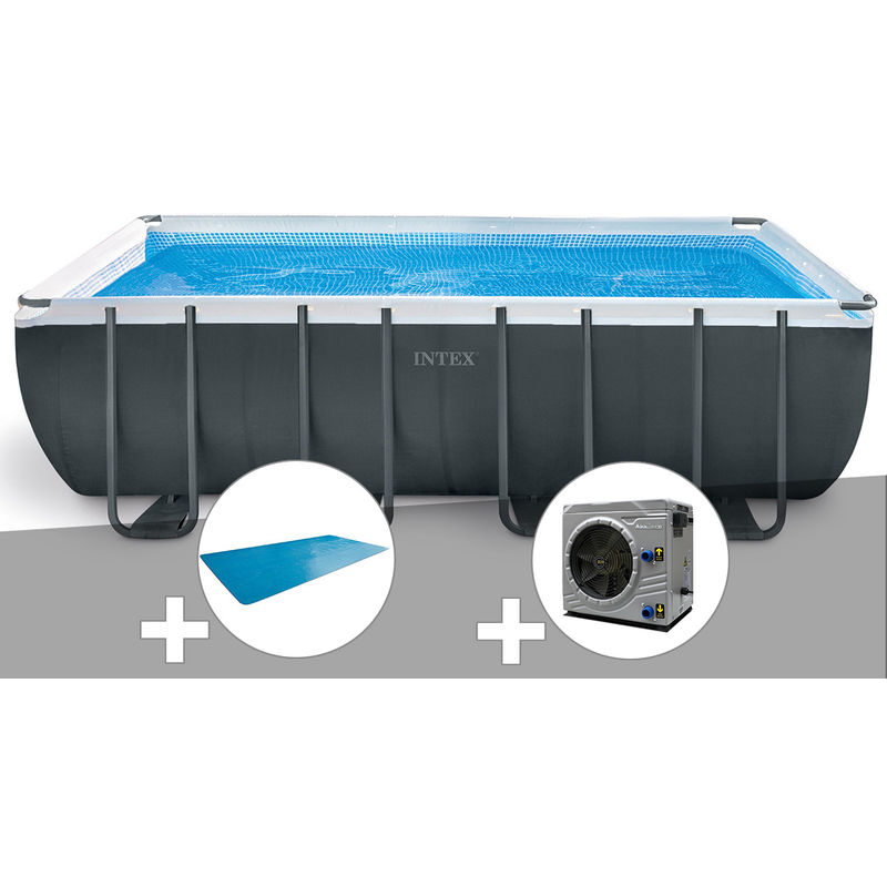 Kit piscine tubulaire Intex Ultra xtr Frame rectangulaire 5,49 x 2,74 x 1,32 m + Bâche à bulles + Pompe à chaleur