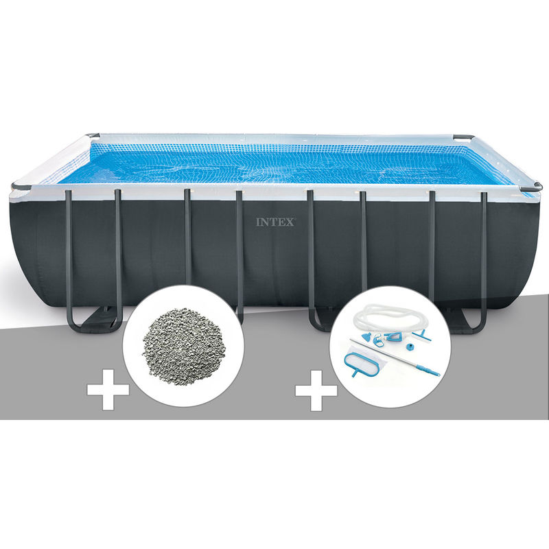 Kit piscine tubulaire Intex Ultra xtr Frame rectangulaire 5,49 x 2,74 x 1,32 m + 10 kg de zéolite + Kit d'entretien