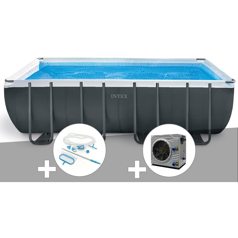 Kit piscine tubulaire Intex Ultra xtr Frame rectangulaire 5,49 x 2,74 x 1,32 m + Kit d'entretien + Pompe à chaleur