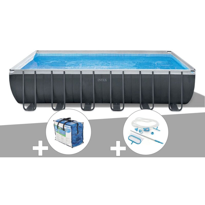 Intex - Kit piscine tubulaire Ultra xtr Frame rectangulaire 7,32 x 3,66 x 1,32 m + Bâche à bulles + Kit d'entretien
