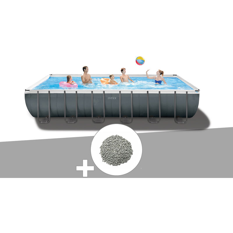Kit piscine tubulaire Intex Ultra xtr Frame rectangulaire 7,32 x 3,66 x 1,32 m + 20 kg de zéolite