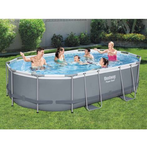 Ensemble de piscine,Piscine tubulaire Hors-sol Power Steel Ovale 488x305x107 cm -BonneVie56957