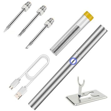 Ensemble de pistolets de soudage Letcon portables, chargement USB, sans fil, batterie intégrée, composants électroniques à souder, avec 3 têtes de soudage, support en métal, température réglable, prot