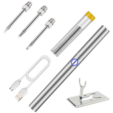 Ensemble de pistolets de soudage Letcon portables, chargement USB, sans fil, batterie intégrée, composants électroniques à souder, avec 3 têtes de soudage, support en métal, température réglable, prot