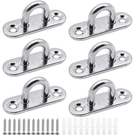 Ensemble de plaques à œillets en acier inoxydable - Plaque de fixation robuste de 5 mm pour crochets muraux, chaises suspendues, auvents, bateaux et plus encore