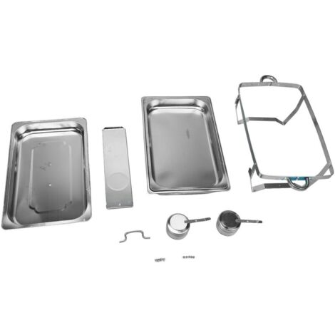 Ensemble de plats à réchaud rectangulaires en acier inoxydable avec couvercle et support stable pour restaurant et maison