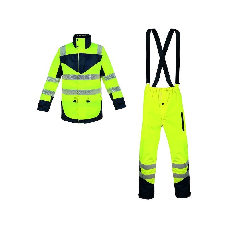 T2S - Ensemble de pluie haute visibilité cap horn 2 jaune/marine - l