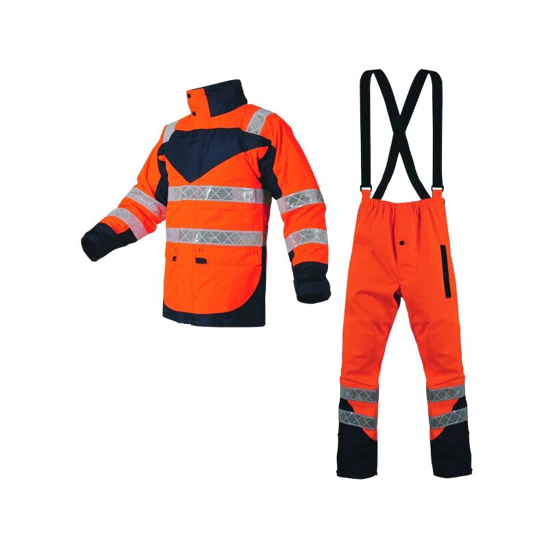 T2S - Ensemble de pluie haute visibilité cap horn 2 orange/marine - 3XL