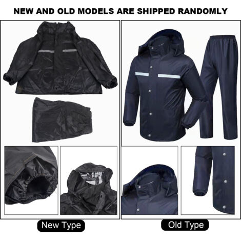 Ensemble de Pluie Homme Femme Imperméable en Tissu Oxford Épaissi avec Bandes Réfléchissantes, Taille XXL