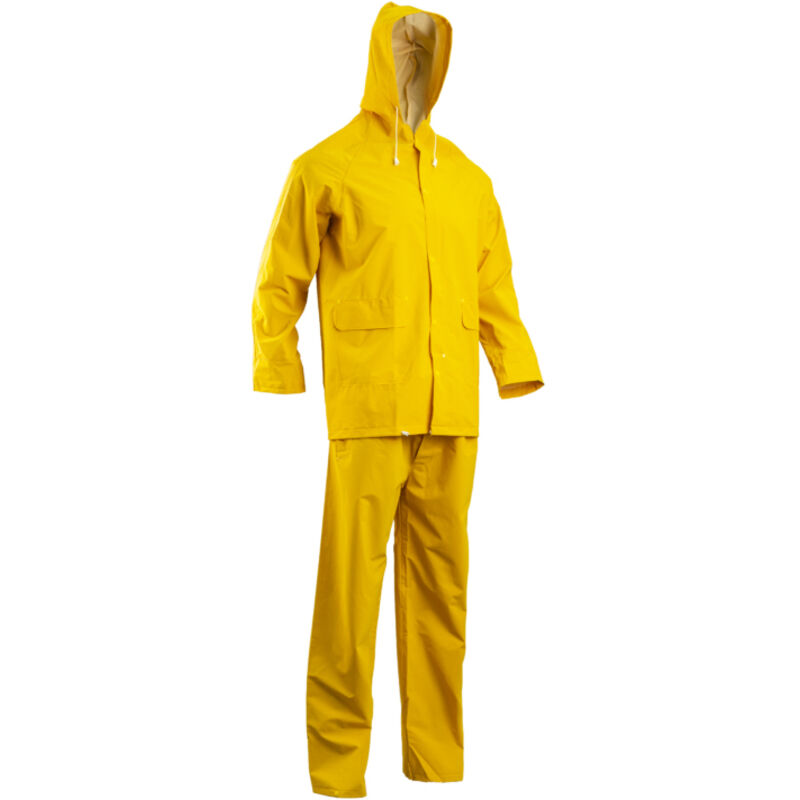 Ensemble de pluie veste et pantalon double enduction pvc jaune tl - 50211