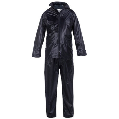 Ensemble de pluie veste et pantalon double enduction PVC bleu marine TM - RNDB-M