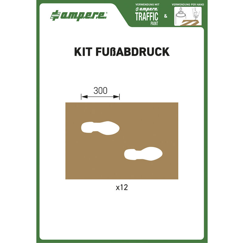 Jeu de pochoirs, empreintes de pied, 12 pochoirs, en - Ampere