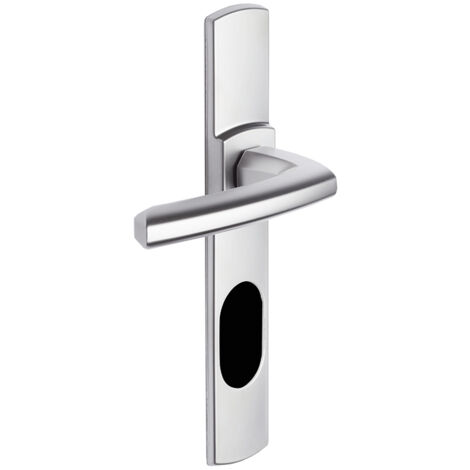 Ensemble de poignée ”Scult” sur plaque - BEZAULT - Diamant noir - Plaque 215 x 41 mm - entraxe de fixation 195 mm - Clé I avec trou oblong pour protecteur de cylindre