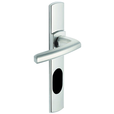Ensemble de poignée ”Scult” sur plaque - BEZAULT - Platine - Plaque 215 x 41 mm - entraxe de fixation 195 mm - Clé I avec trou oblong pour protecteur de cylindre