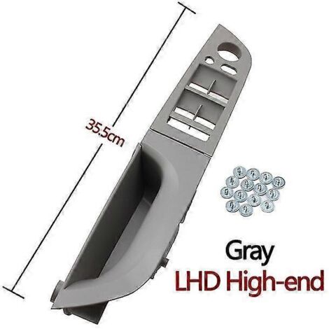 Ensemble de poignées de porte intérieures haut de gamme grises, cache et poignée de commande de lève-vitre pour portière conducteur gauche (BMW Série 3 E90 E91 316 318 320 325 328i) - Gris - 35,5 cm
