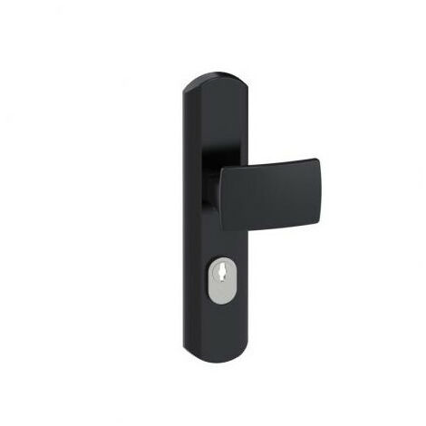 Ensemble de poignées de sécurité MUZE EA195 ONYX Noir mat - ASSA ABLOY BEZAULT Noir 245 mm                                                       195 mm                          56 mm              Clé 
