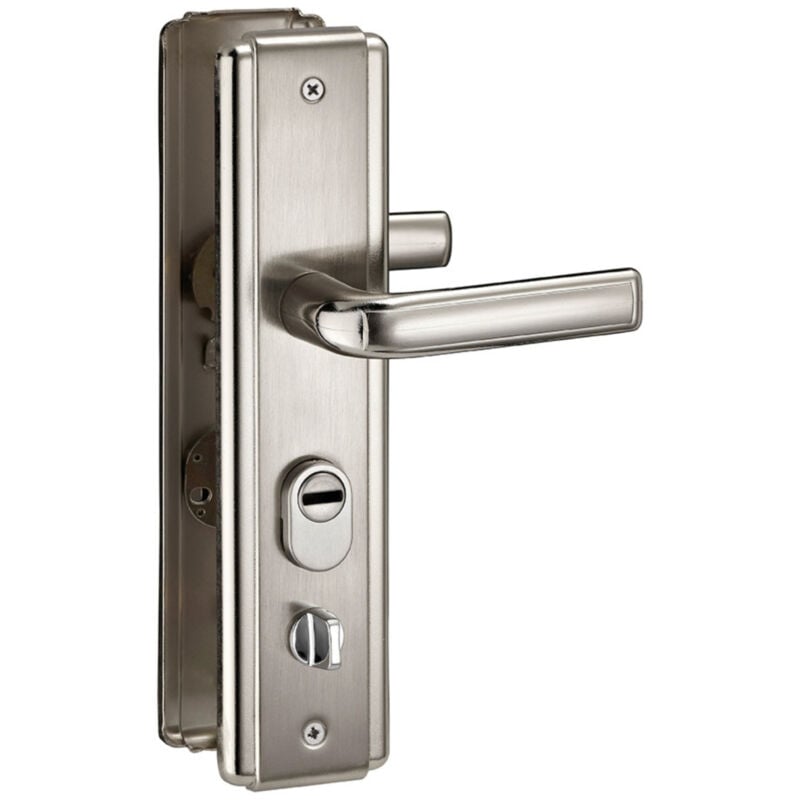 Thirard - Ensemble de poignées de sécurité pour porte d'entrée, ouverture gauchedouble béquille , entr'axes 68mm, anodisé argent