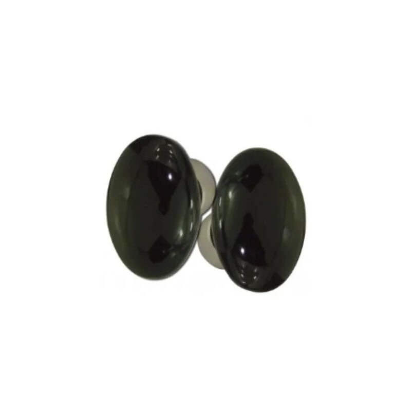 Dt 2000 - Ensemble de poignées doubles ovales en porcelaine noire sur une cuvette nickelée brossée.