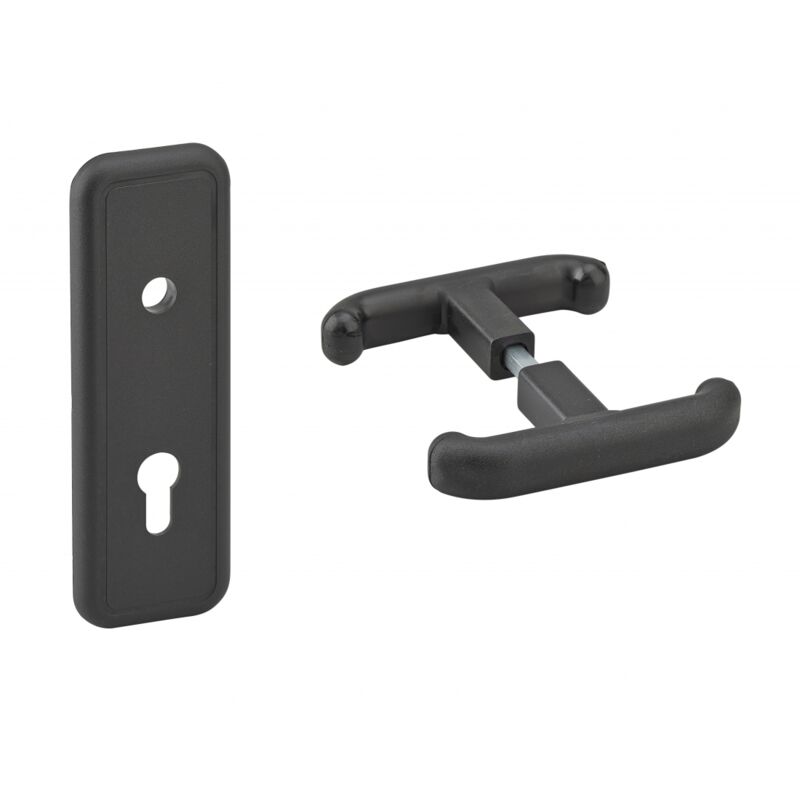 Thirard - Ensemble de poignées et plaque de propreté de porte de garage t, carré 8mm, noir