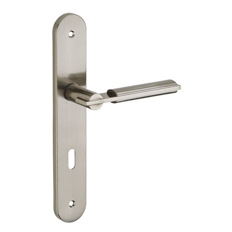 Thirard - Ensemble de poignées pour porte de chambre Gaia trou de clé, carré 7mm, entr'axes 195mm, nickelé brossé