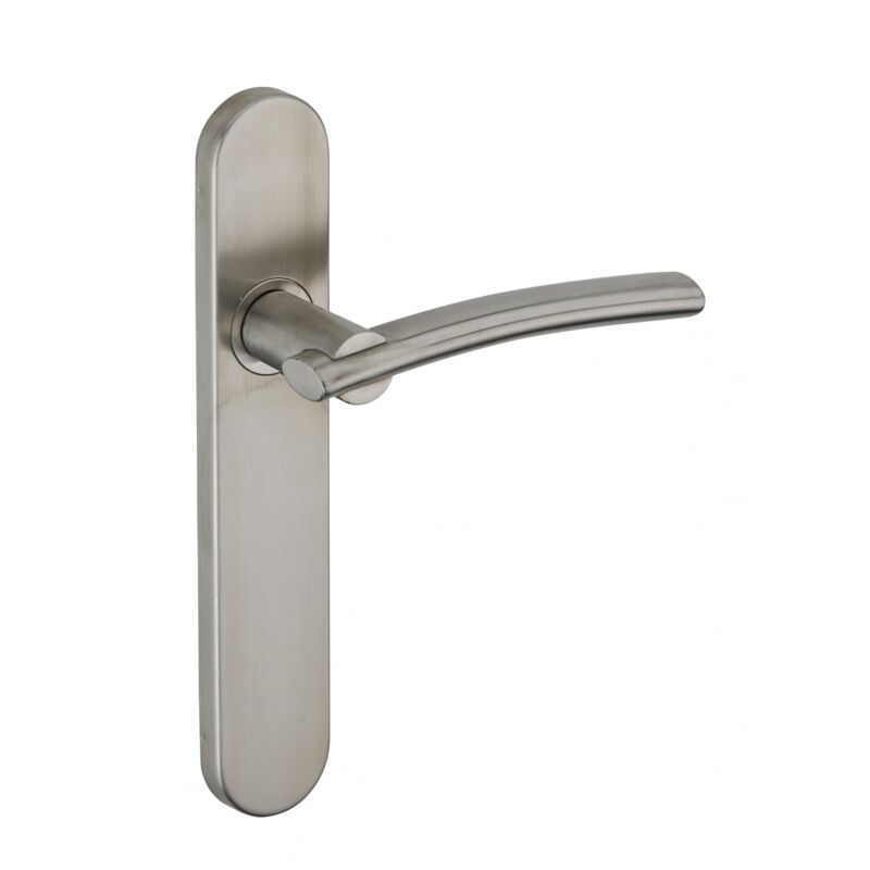 Ensemble de poignées pour porte intérieure Poseidon sans trou, carré 7mm, entr'axes 195mm, inox brossé