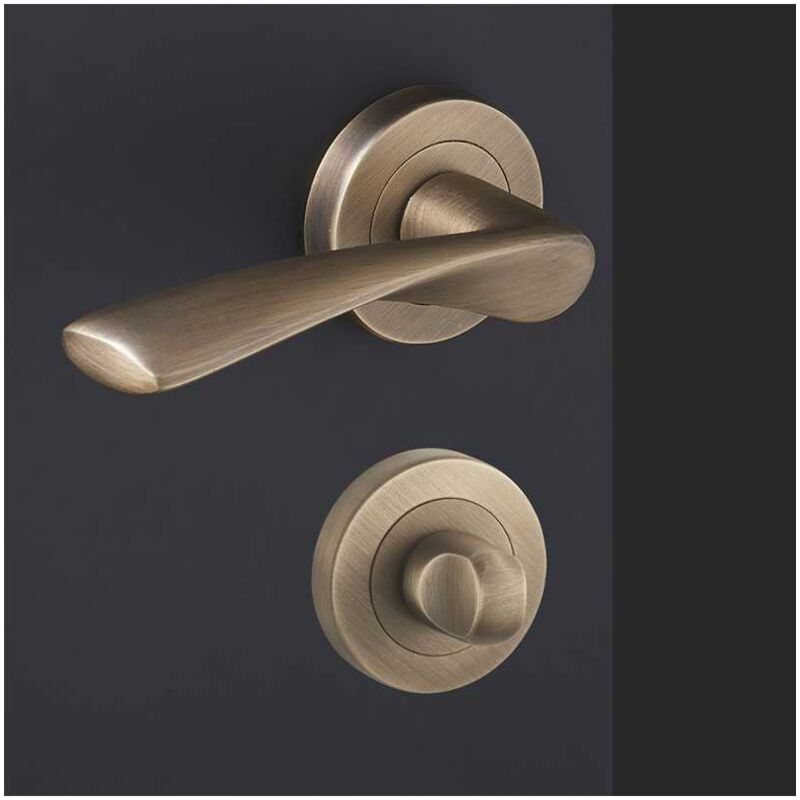 Ensemble de Poignées sur Rosaces en Laiton - DCG - Modèle Lilas - Bronze Vieilli - Condamnation