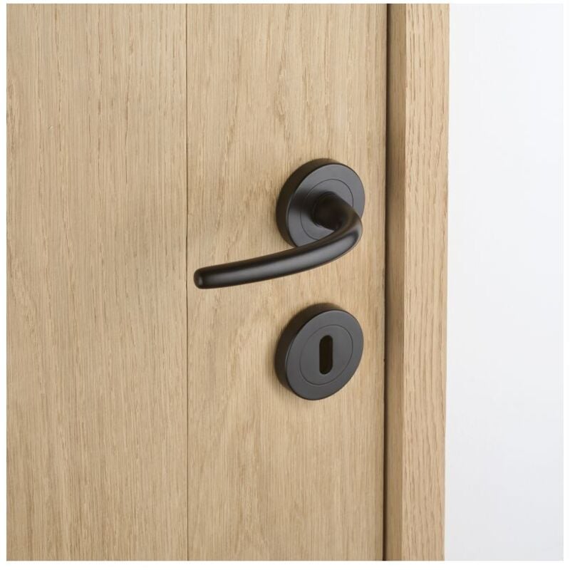 Ensemble de Poignées sur Rosaces en Laiton - DCG - Modèle Obione - Noir Brillant - Clé L