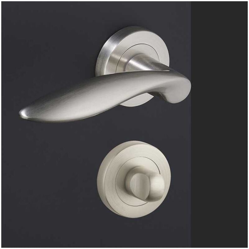 Ensemble de Poignées sur Rosaces en Laiton - DCG - Modèle Salicorne - Nickel Satiné - Condamnation