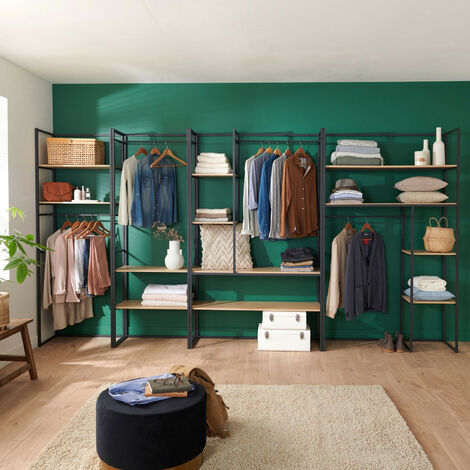 Ensemble de portants vêtements bois et métal ASHTON