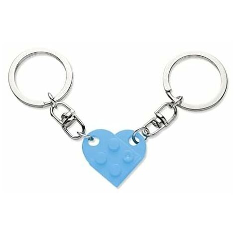 Ensemble de porte-clés coeur (bleu), 2 pièces porte-clés coeur pour deux coeur porte-clés couple porte-clés cadeau Saint Valentin pour petite amie petit ami