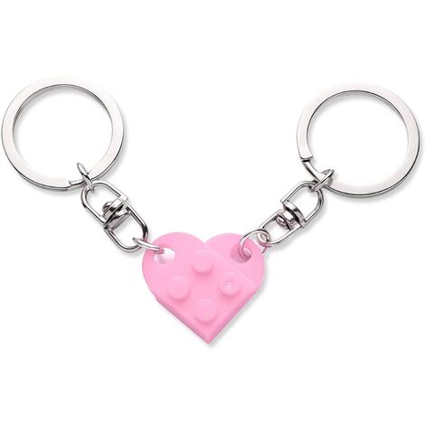 Ensemble de porte-clés coeur (rose), 2 pièces porte-clés coeur pour deux coeur porte-clés couple porte-clés cadeau Saint Valentin pour petite amie petit ami-HARRY