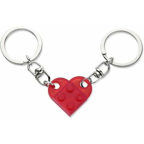 Ensemble de porte-clés coeur (rouge), 2 pièces porte-clés coeur pour deux coeur porte-clés couple porte-clés cadeau Saint Valentin pour petite amie petit ami
