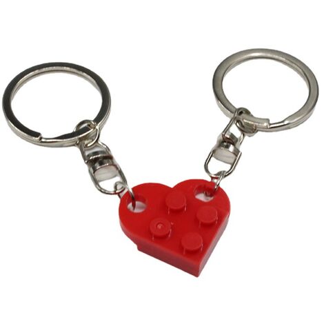 Ensemble de porte-clés coeur (rouge), 2 pièces porte-clés coeur pour deux coeur porte-clés couple porte-clés cadeau Saint Valentin pour petite amie petit ami