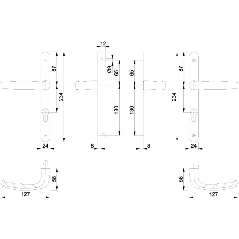 Hoppe - Garniture atlanta sur plaques de 24mm - Carré (mm) : 8 - Entraxe (mm) : 92 - Finition : Blanc RAL9016