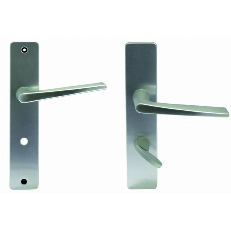Ensemble de poignées de porte sur plaque RIVIERA Argent 105 Argent 105 À condamnation