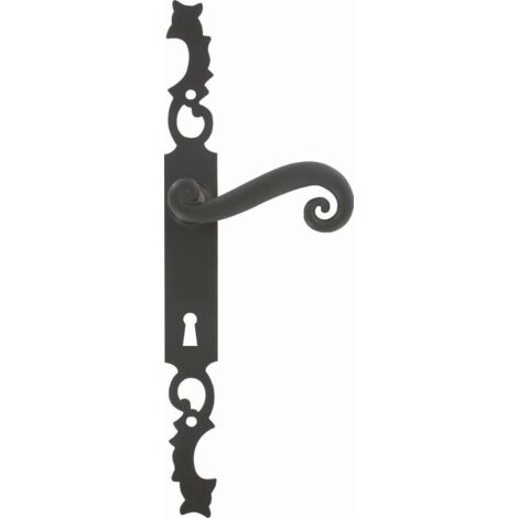 Ensemble de porte rustique Aquitaine 41 – Béquille fer noir pour portes intérieures – Entraxe 195 mm – 16406 – Bouvet