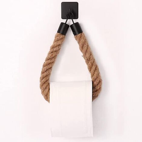 ensemble De Porte - Serviettes En Papier Noir Sans Perforation Tricot La Main Corde De Coton Rouleau Porte - Papier Mural Rangement Wc Ferronneri