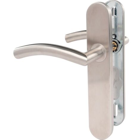 Ensemble de porte sur plaque - Bec de cane - Inox brossé - EXEM
