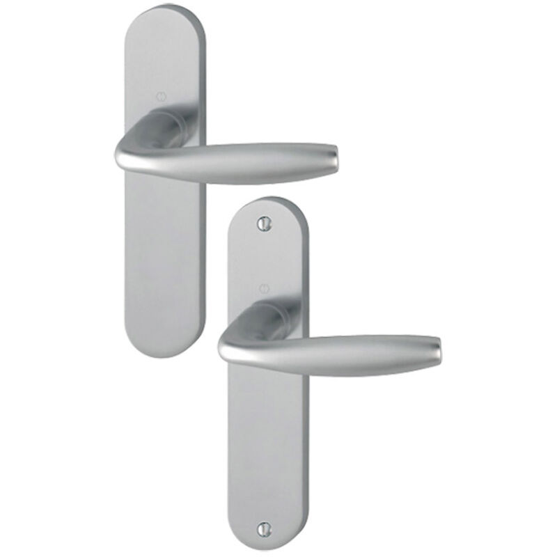 Hoppe - Ensemble de porte sur plaque New york - entr.165mm - Bec de cane - aspect inox F9 - 1810/318KN - 3398472