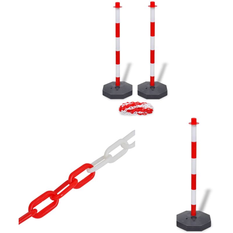 Vidaxl - Ensemble de poteaux de balisage à chaîne 10 m Plastique - poteau de balisage à chaîne - poteaux de balisage à chaîne - Home & Living